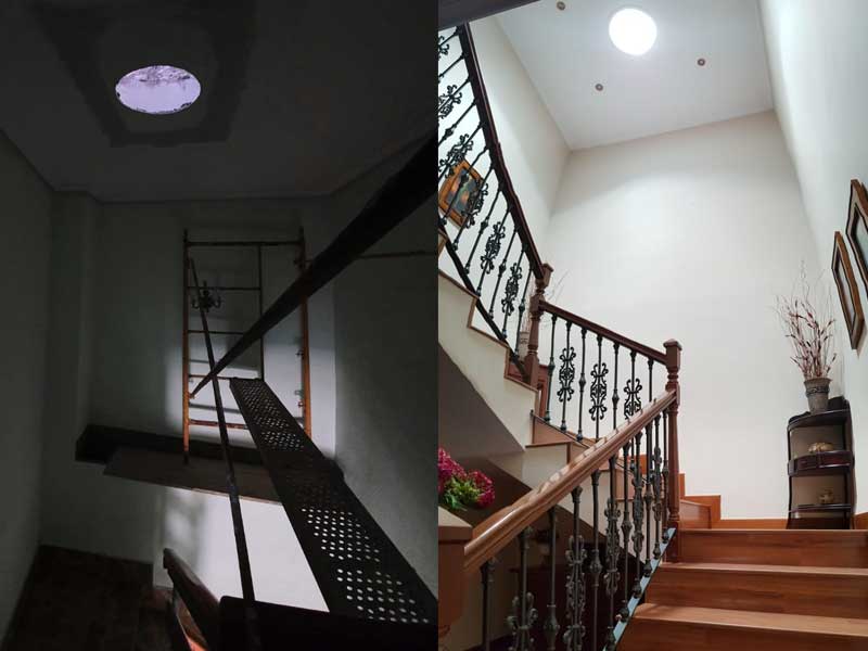 vano scala illuminato da luce naturale